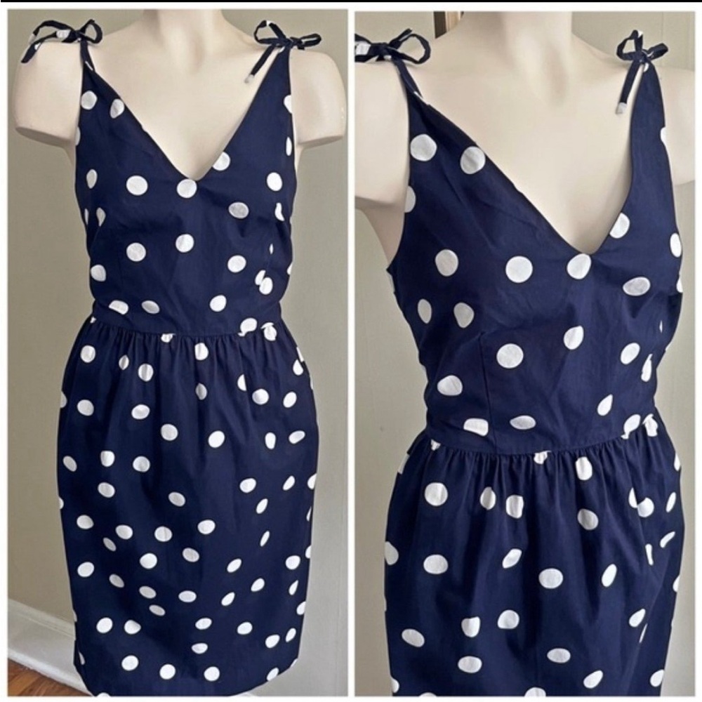 VINTAGE J.CREW navy cotton polka dot sundress